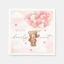 Nalle Balloon Girl Baby Shower Napkins