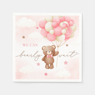 Nalle Balloon Girl Baby Shower Napkins Pappersservett