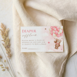 Nalle Balloon Girl Diaper Raffle Card Tilläggskort