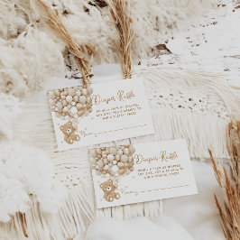 Nalle Balloon Heart Baby Shower Diaper Biljett Tilläggskort