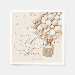 nalle Balloon Neutralt Barly Wait Baby Shower Pappersservett