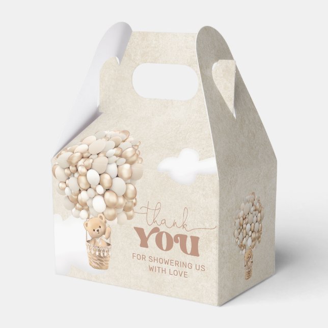 Nalle Balloon Neutralt Barly Wait Baby Shower Presentaskar (Framsidan Sidan)