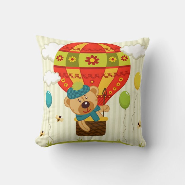Nalle Balloon Ride Kudde (Framsida)