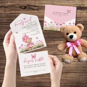 Nalle Balloon Rosa Butterfly Girl Baby Shower
