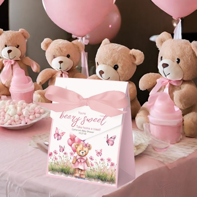 Nalle Balloon Rosa Butterfly Girl Baby Shower Presentaskar (Skapare uppladdad)