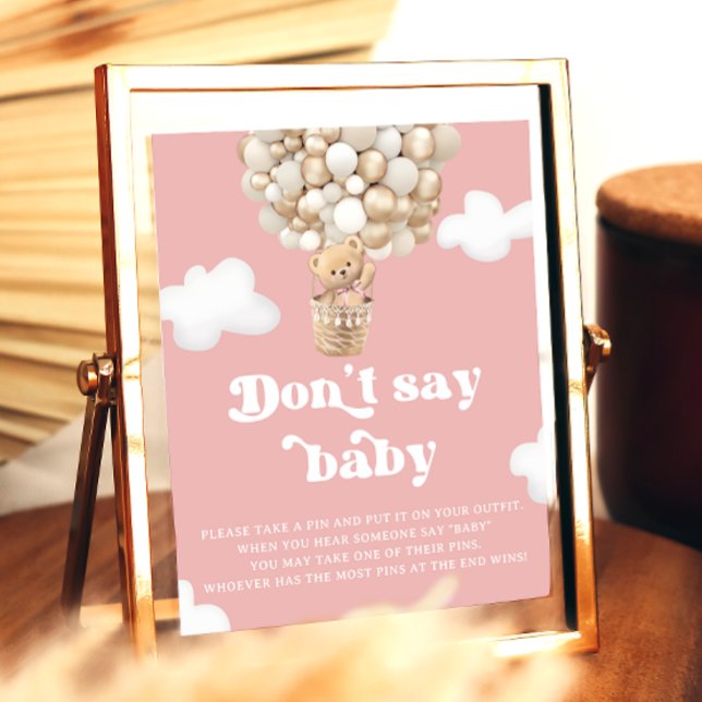 Nalle Balloon Rosa säger inte Baby Game Poster (Skapare uppladdad)