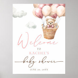 Nalle Balloon Välkommen till rosa Girl Baby Show Poster