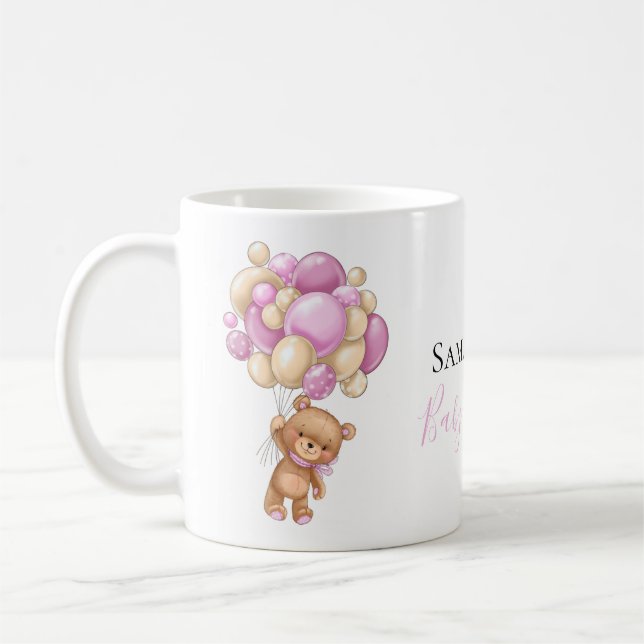 Nalle Balloon White Rosa Coffee Mugg (Vänster)