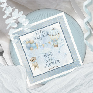 Nalle Balloons Boy Barly Wait Baby Shower Pappersservett