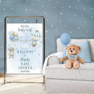 Nalle Balloons Boy Barly Wait Baby Shower Poster