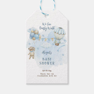 Nalle Balloons Boy Barly Wait Baby Shower Presentetikett