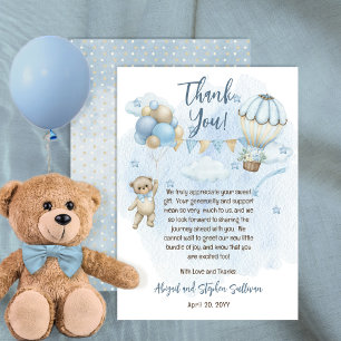 Nalle Balloons Boy Barly Wait Baby Shower Tack Kort