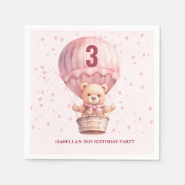 Nalle Balloons Pastel Rosa Baby födelsedagen Pappersservett
