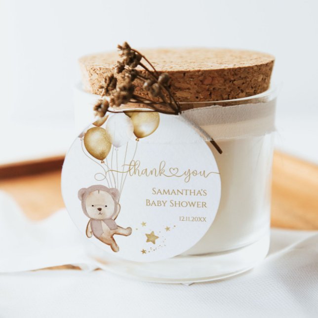 Nalle Ballows Stars Baby Shower Boho Gåvor Etiketter (Skapare uppladdad)