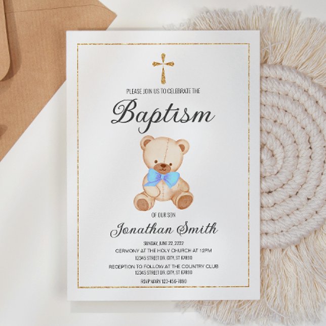 Nalle Baptism Christening-inbjudan Inbjudningar (Skapare uppladdad)