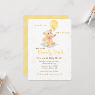Nalle Barly Wait Baby Shower Inbjudningar