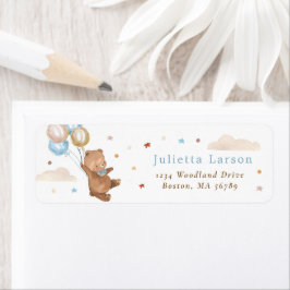 Nalle Barly Wait Baby Shower-Returadress Returadress Etikett