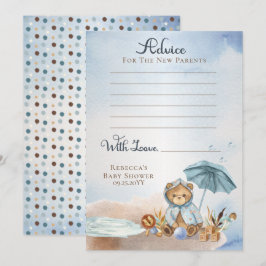 Nalle Barly Wait Boy Baby Shower Advice Inbjudningar