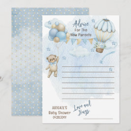 Nalle Barly Wait Boy Baby Shower Advice Inbjudningar