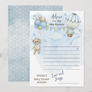 Nalle Barly Wait Boy Baby Shower Advice Inbjudningar