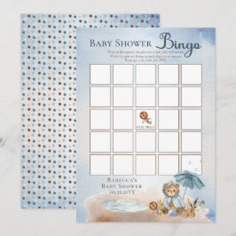 Nalle Barly Wait Boy Baby Shower Bingo Inbjudningar