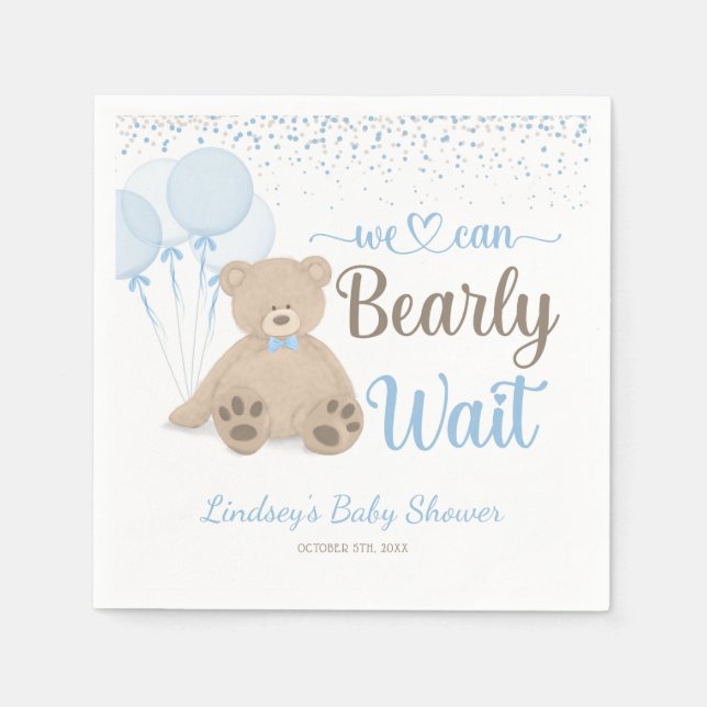 Nalle Barly Wait Confetti Boy Shower Pappersservett (Framsidan)