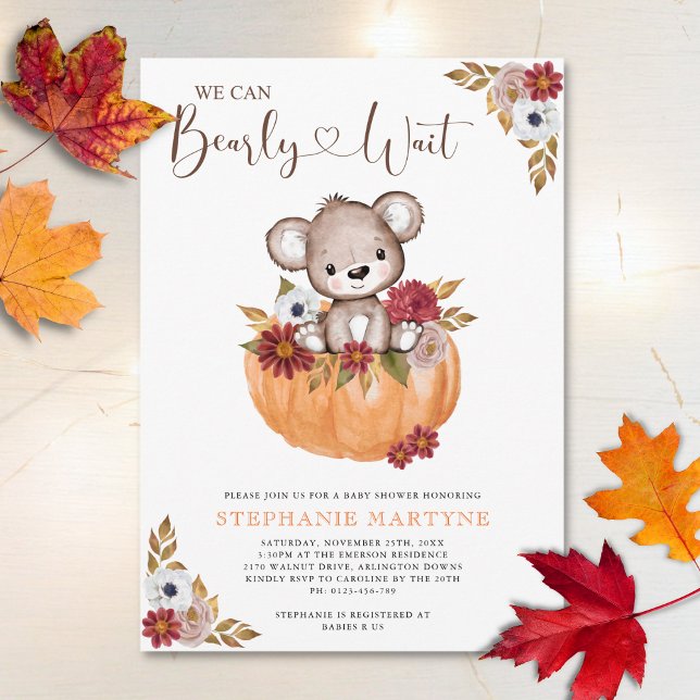 Nalle Barly Wait Fall Baby Shower Inbjudningar (Skapare uppladdad)