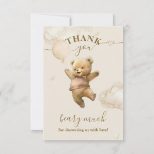 Nalle Barly Wait Luft Balloon Baby Shower Tack Kort