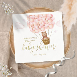 Nalle Barly Wait Rosa Girl Baby Shower Pappersservett