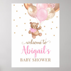 Nalle Barly Wait Welcome Baby Shower Poster