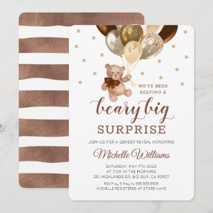 Nalle Beary Big Surprise Gender Reveal Inbjudningar