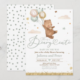 Nalle Beary Cute Gender Neutral Baby Shower Inbjudningar