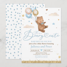 Nalle Beary Cute Pojke Blue Baby Shower