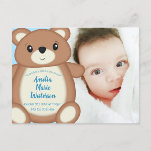 Nalle Birth Announcement Photo Vykort