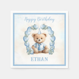 Nalle Birthday Little Boy Blue Papper Napkins Pappersservett