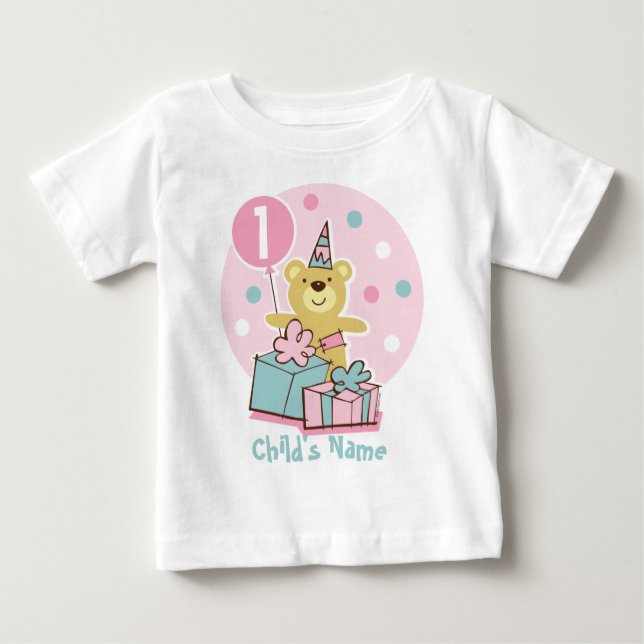 Nalle Birthday T-Shirt - Anpassad (Framsida)