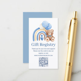 nalle björn baby Babyshower-gåvoregister qr-kod Tilläggskort
