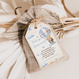 Nalle Björn Rustik Blå Baby Shower Tack Kort
