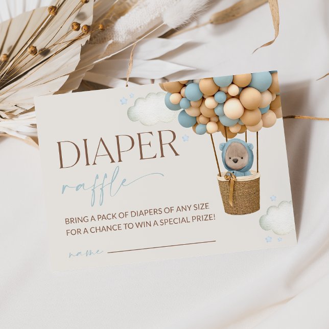 Nalle, blå ballonger, blöjregn tilläggskort (Skapare uppladdad)