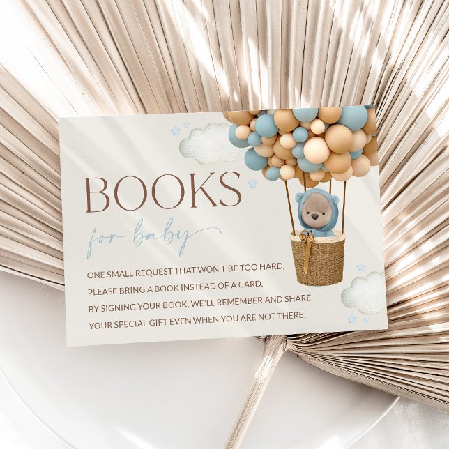 Nalle, blå ballonger, Bokar för Baby Tilläggskort (Skapare uppladdad)