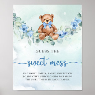 Nalle blå blommigt Gissa det spelet Poster