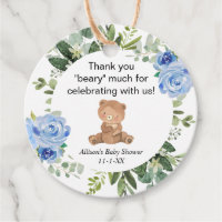 Nalle blå blommigt, grön babydusch
