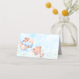Nalle Blå himmel Boy Baptism i Tält Placeringskort