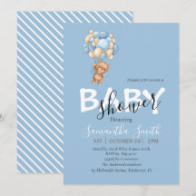 nalle blå inbjudningar