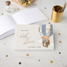 Nalle, blå Luftballong, babykläder Gästböcker