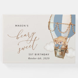 Nalle, blå Luftballong, första födelsedag Gästböcker