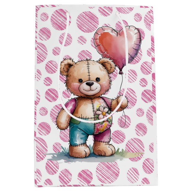 Nalle Blommigt Patchwork Girl Baby Shower (Framsidan)