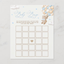 Nalle Blue Baby Shower Bingo Game