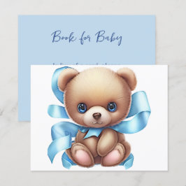Nalle Blue Baby Shower Bok Request-hölje Tilläggskort