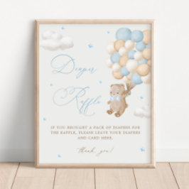 Nalle Blue Baby Shower Diaper Raffle Poster